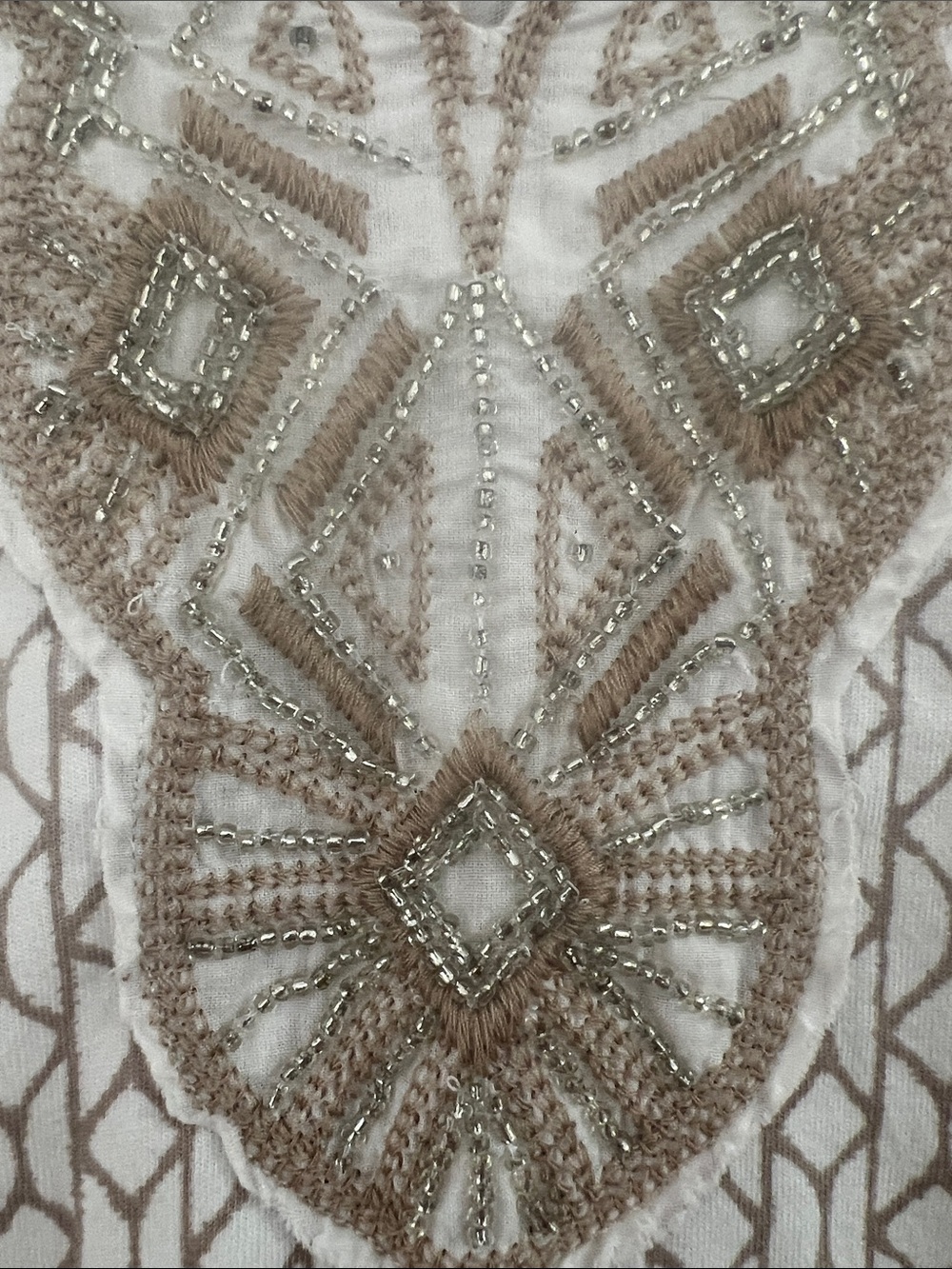 Coldwater Creek Cream Tunic with Tan Embroidered V-Detail - Picture 4 of 8